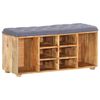 vidaXL Hall Bench Natural wood, Grey Solid mango wood, 100% polyester fabric