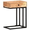 vidaXL Side Table Natural Wood Solid Acacia Wood, Powder-Coated Steel