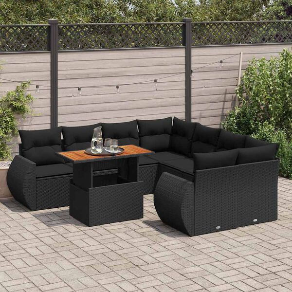 vidaXL Garden Sofa Set Black