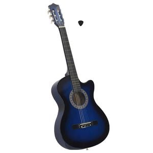 vidaXL Western Classical Cutaway Guitar with 6 Strings Blue Shaded 38"