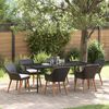 vidaXL Garden Dining Set with Cushion 7 pcs Black Poly Rattan