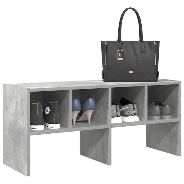 vidaXL Shoe Rack Concrete grey Engineered wood 35.2 x 11.8 x 15.7 in