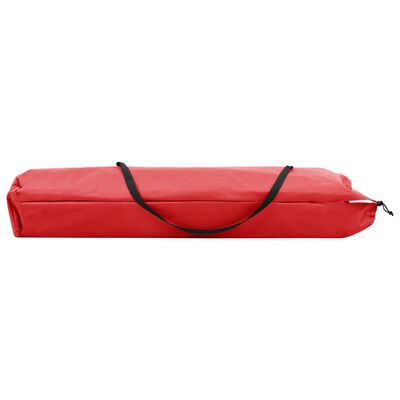 Red roll-up carrying case for camping table with black handles