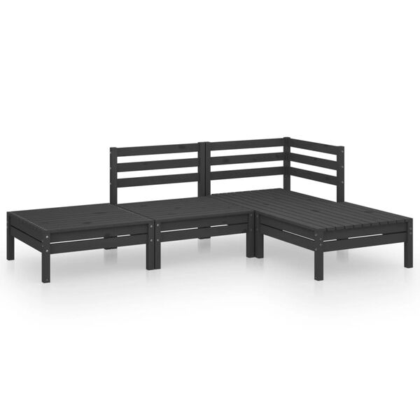 vidaXL Garden Lounge Set Black Solid pinewood Standard Modular