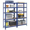 vidaXL 5-Layer Storage Shelves 2 pcs Blue Steel&Engineered Wood