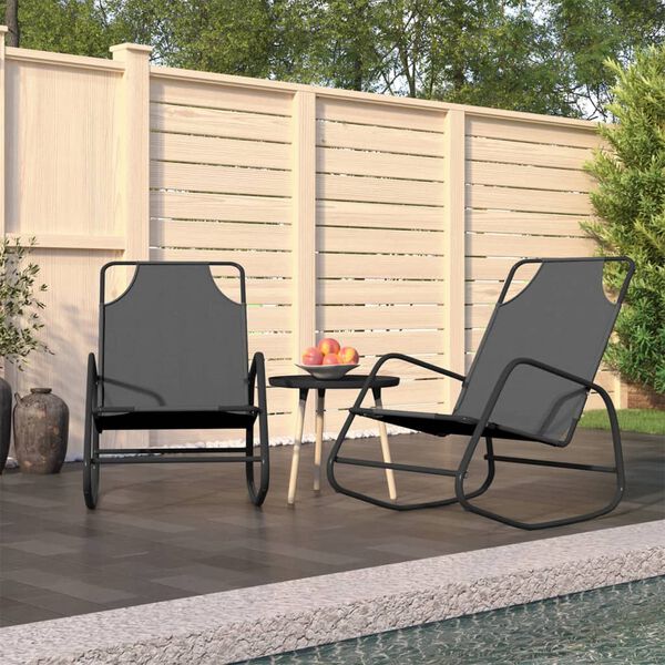 vidaXL Sun Lounger Set of 2 Grey Powder-coated steel, textilene Standard