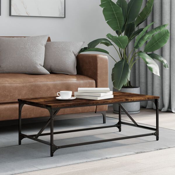 vidaXL Coffee Table Smoked Oak Engineered Wood, Metal 39.4x19.7x13.8 in