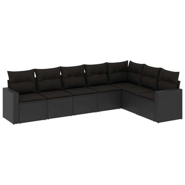 vidaXL Garden Sofa Set Black PE rattan Large Adjustable Feet