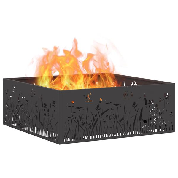 vidaXL Fire Pit Black 31.50 x 31.50 x 11.81 in Steel