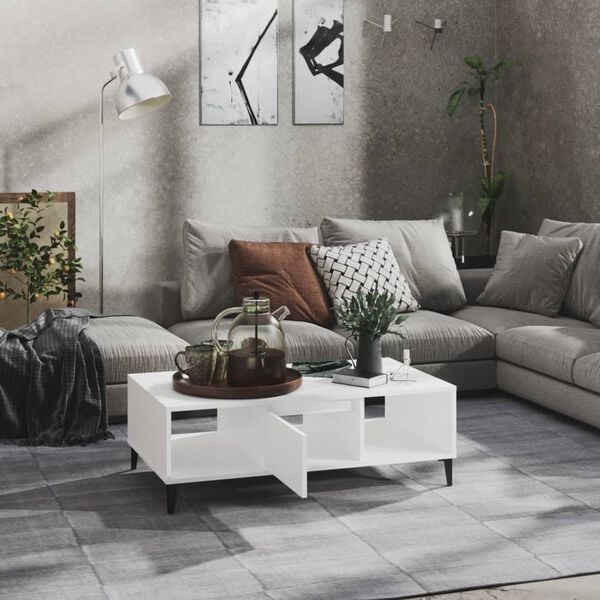vidaXL Coffee Table White Engineered wood, metal Standard Coffee Table