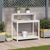 vidaXL Potting Table White Solid pine wood Large Potting Table