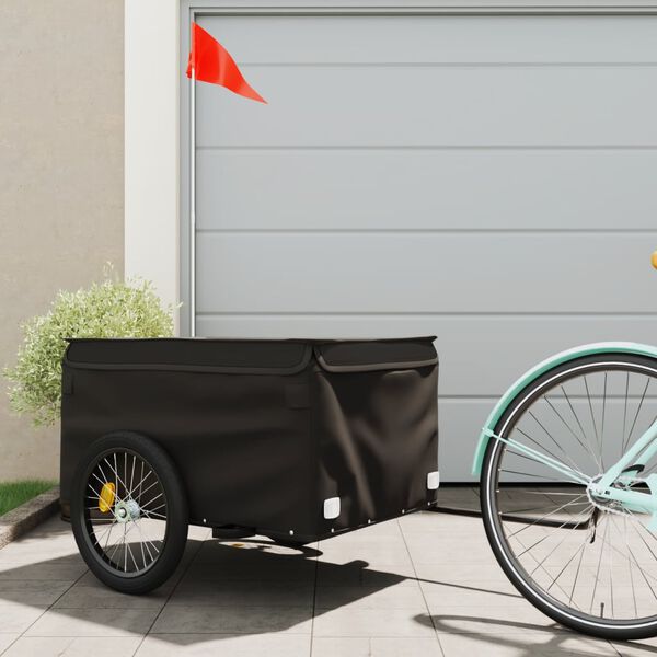 vidaXL Bike Trailer Black 99.2 lb Iron