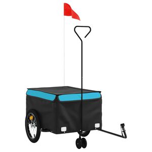 vidaXL Bike Trailer Black and Blue 99.2 lb Iron