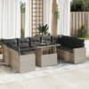 vidaXL Garden Sofa Set Light Grey PE Rattan Large Adjustable Feet