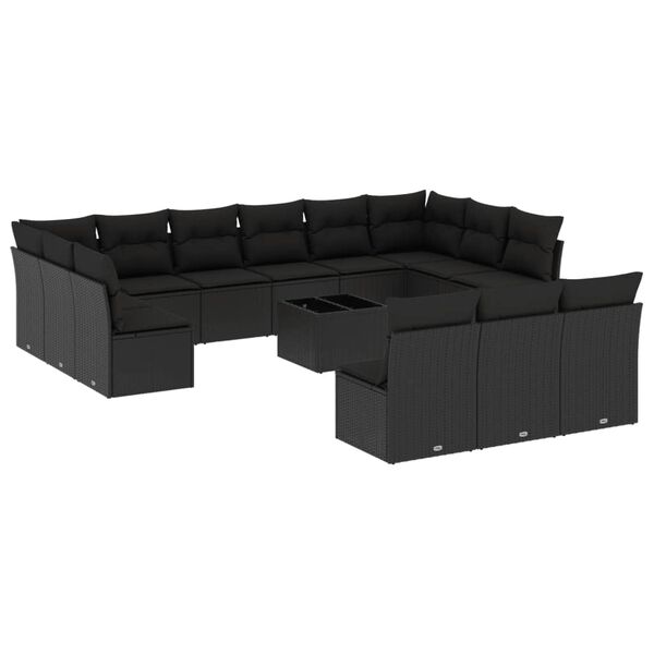vidaXL Garden Sofa Set Black