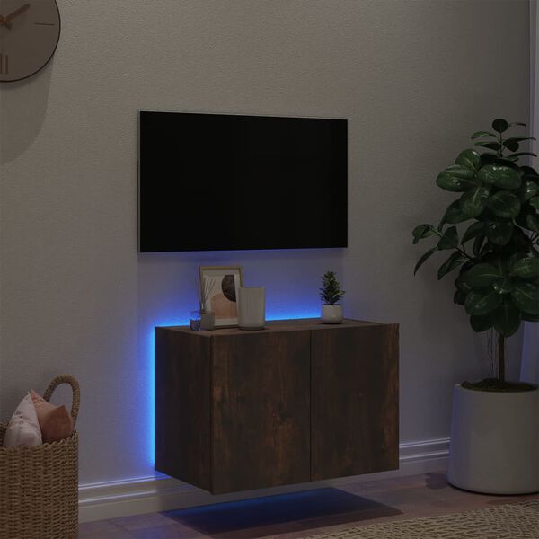 vidaXL TV Wall Cabinet Smoked Oak Engineered Wood Medium TV Wall Cabinet