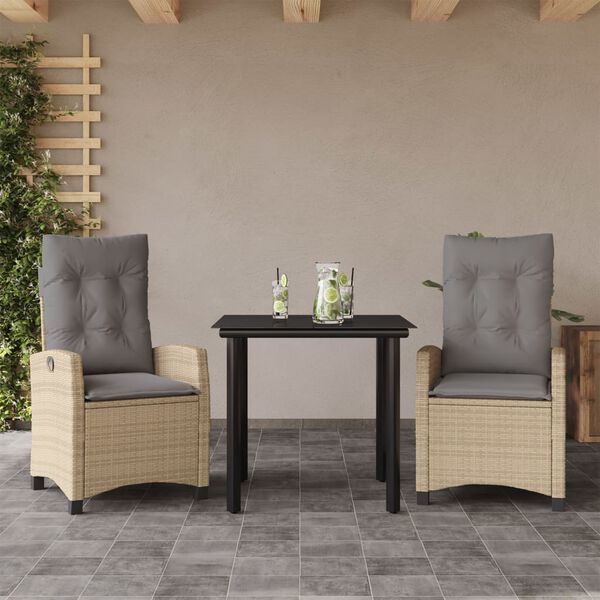 vidaXL 5 Piece Patio Dining Set with Cushions Mix Beige Poly Rattan