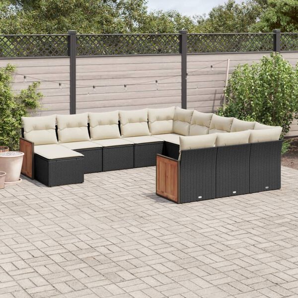 vidaXL Garden Sofa Set Black, Cream white