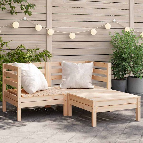 vidaXL Garden Sofa Natural Pine Solid pine wood 2-Seater Modular