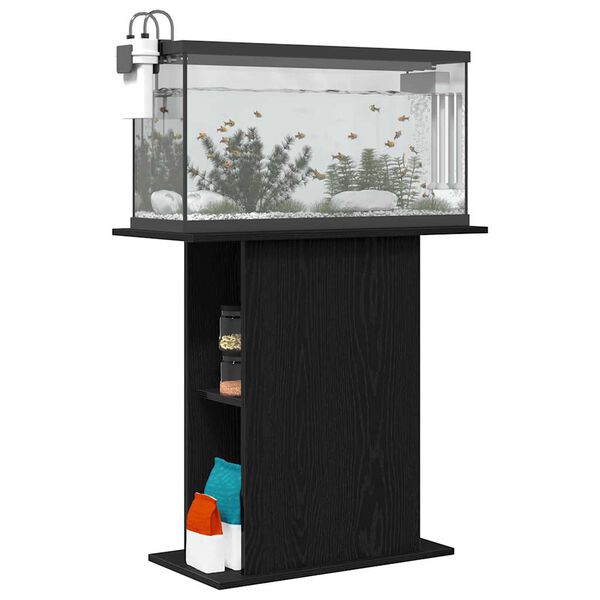 vidaXL Aquarium Stand Black Oak 29.5x14.2x28.5" Engineered Wood