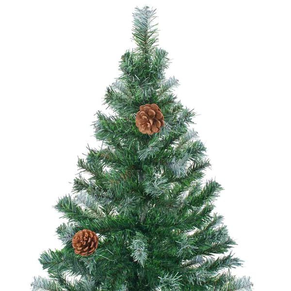 vidaXL Frosted Pre-lit Christmas Tree with Ball Set Pinecones 59.1"
