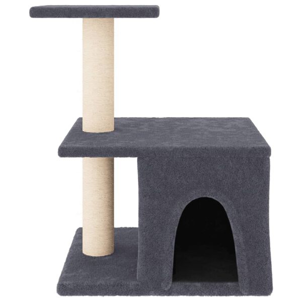 vidaXL Cat Tree Dark Grey Engineered wood, plush, sisal 18.9 in Durable