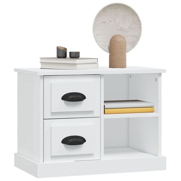 vidaXL Nightstand White Engineered wood 23.6 x 14.0 x 17.7 in Nightstand