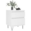 vidaXL Bedside Cabinet Set of 2 White Engineered wood, metal Medium
