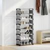 vidaXL Shoe Rack Grey Non-woven fabric and powder-coated steel Tall