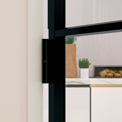 vidaXL Interior Door Black 40.2"x79.3" Tempered Glass&Aluminum Slim