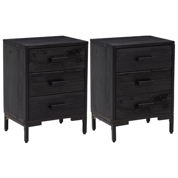 vidaXL Bedside Cabinet Set of 2 Black