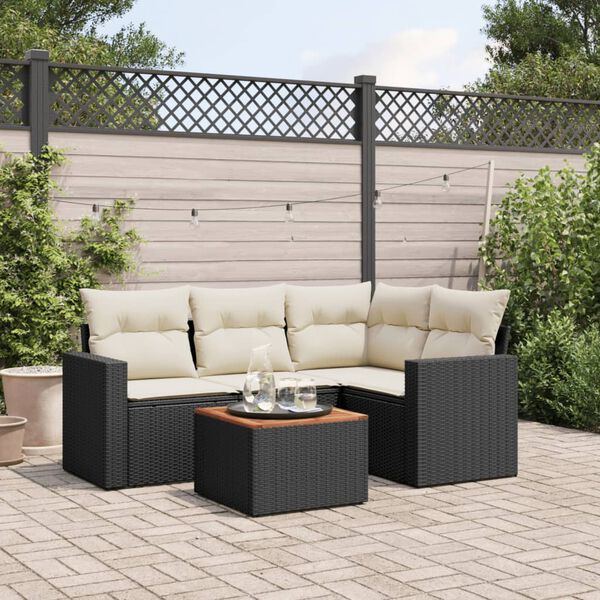 vidaXL Garden Sofa Set Black, Cream White, Brown
