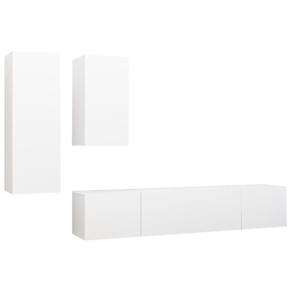 vidaXL TV Cabinet Set 4 Pieces White Engineered Wood Large