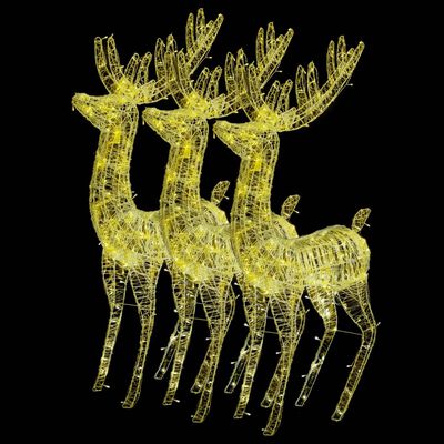 vidaXL XXL Acrylic Christmas Reindeers 250 LED 3 pcs 70.9" Warm White