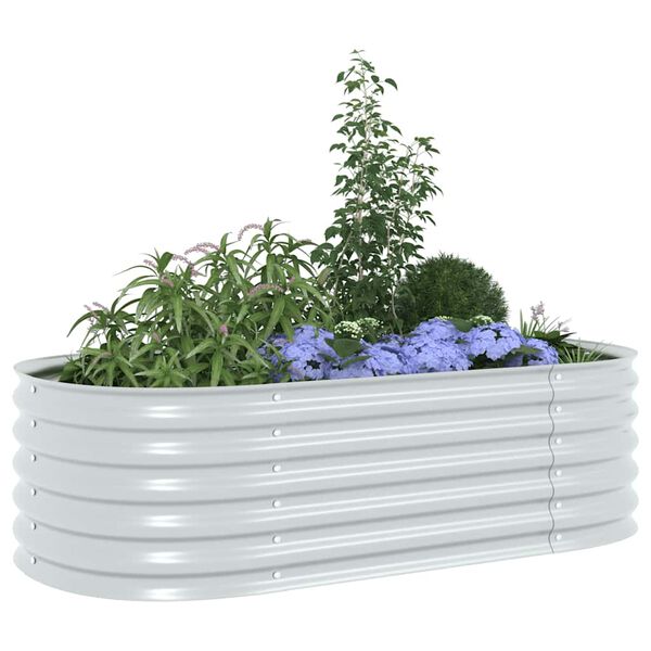 vidaXL Garden Raised Bed Silver Galvanized steel Large Durable