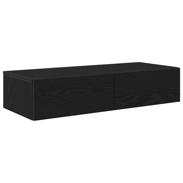 vidaXL Wall Shelf Black Engineered Wood 31.5 x 13.0 x 6.7 in