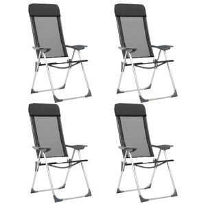 vidaXL Folding Camping Chairs 4 pcs Black Aluminum