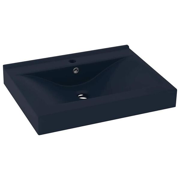 vidaXL Luxury Basin with Faucet Hole Matt Dark Blue 23.6x18.1" Ceramic