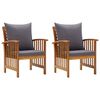 vidaXL Garden Chair Set of 2 Dark grey, Natural wood Solid acacia wood