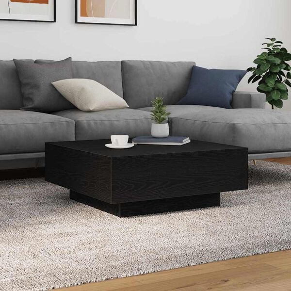 vidaXL Coffee Table Black Oak 31.50 x 31.50 x 12.20 in Engineered Wood