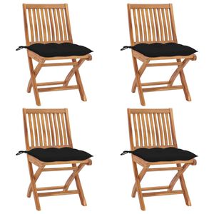 vidaXL Patio Chair Set of 4 Teak Solid Teak wood Standard Foldable