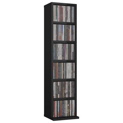 vidaXL CD Cabinet High Gloss Black 8.3"x7.9"x34.6" Chipboard