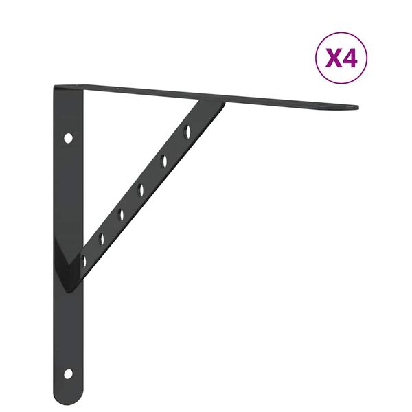 vidaXL Shelf Bracket Black Stainless Steel with Black Coating