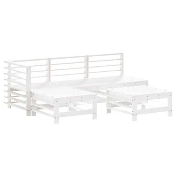 vidaXL Garden Lounge Set White Solid pine wood Medium Modular
