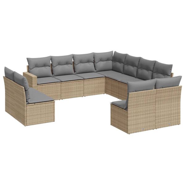 vidaXL Garden Sofa Set Beige, Light grey PE rattan Large Modular