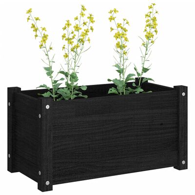 vidaXL Garden Planters 2 pcs Black 23.6"x12.2"x12.2" Solid Wood Pine