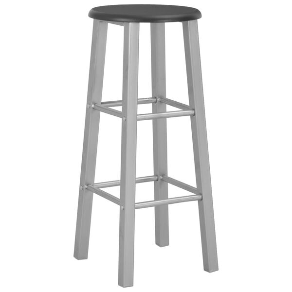 vidaXL Bar Stool Set of 2 Black and Silver Steel and MDF