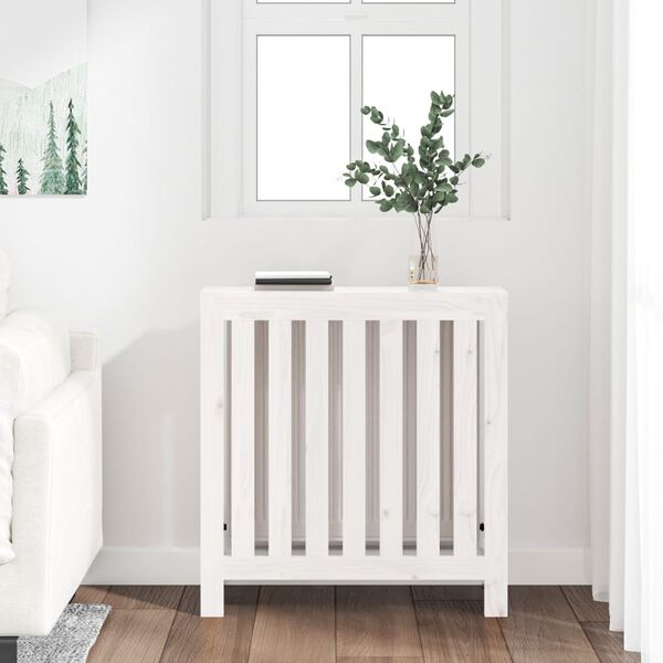 vidaXL Radiator Cover White 31.3x7.5x33.1" Solid Wood Pine