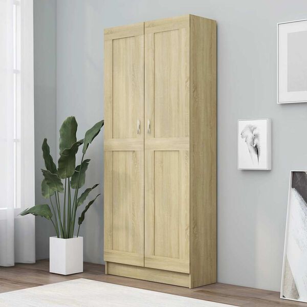 vidaXL Book Cabinet Sonoma oak Engineered wood, MDF 73.0 in height