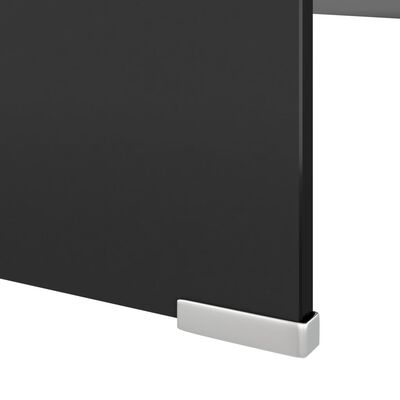 vidaXL TV Stand/Monitor Riser Glass Black 47.2"x11.8"x5.1"